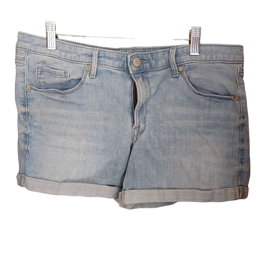 Mossio Women's Powerstretch Light Wash Mid-Rise Midi Rolled Cuff Jean Shorts 14/